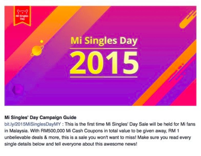 Singles' Day on Malaysian social network Mi